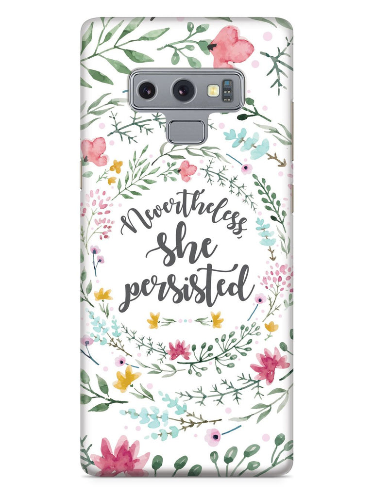 Nevertheless, She Persisted - Watercolor Flower Wreath - White Case - pipercleo.com