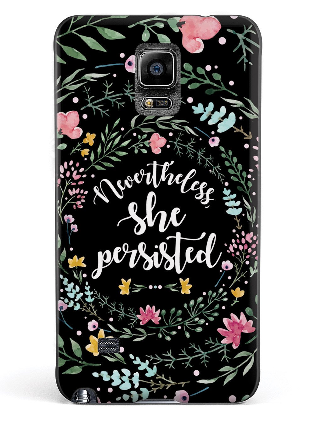 Nevertheless, She Persisted - Watercolor Flower Wreath - Black Case - pipercleo.com