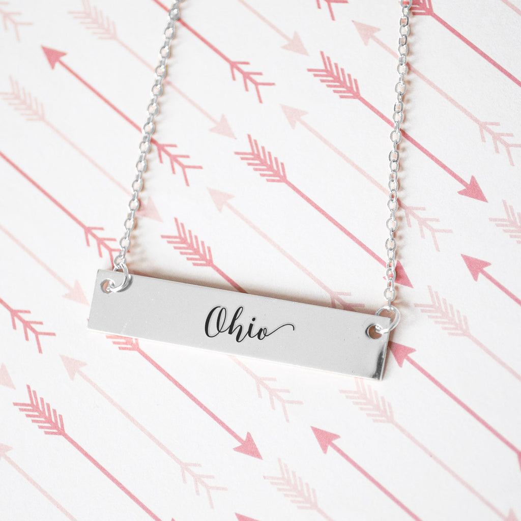 Home State Pride Gold / Silver Bar Necklace - Select Your State! - pipercleo.com