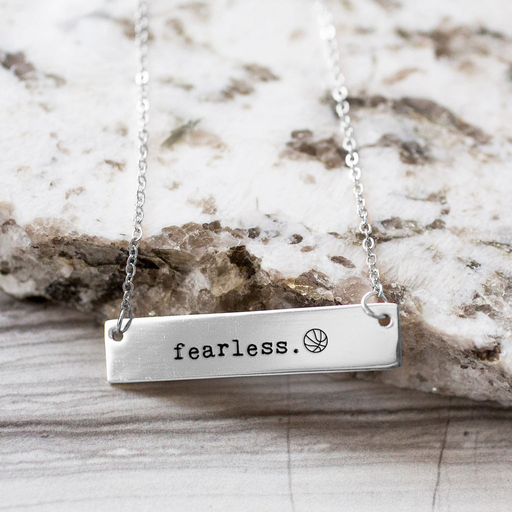 Fearless Basketball Gold / Silver Bar Necklace - pipercleo.com