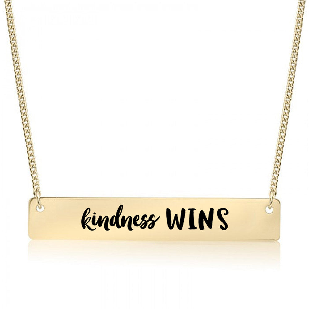 Kindness Wins Gold / Silver Bar Necklace - pipercleo.com