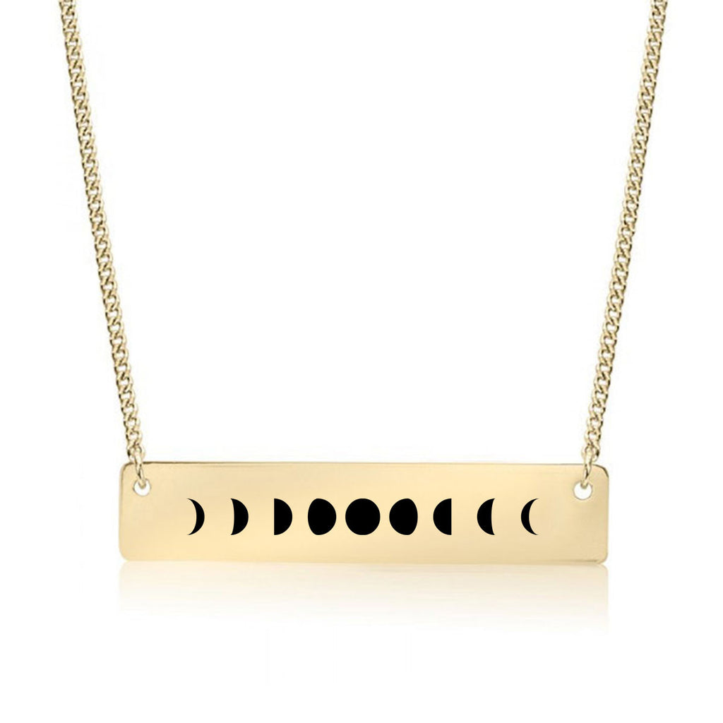 Moon Phases Gold / Silver Bar Necklace - pipercleo.com