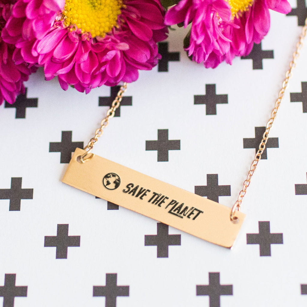 Save the Planet Gold / Silver Bar Necklace - pipercleo.com