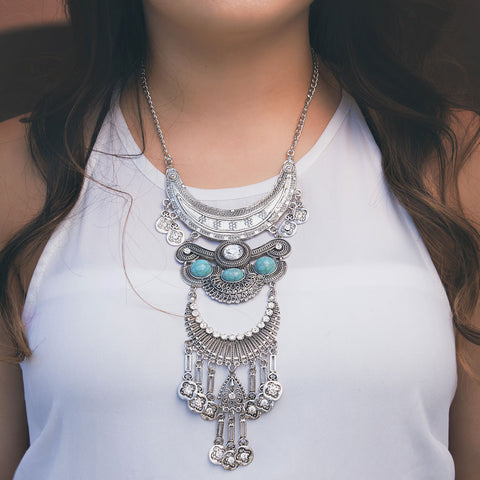 Aztec Princess Silver Necklace