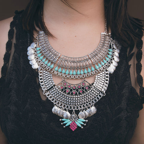 Aztec Warrior Silver Necklace