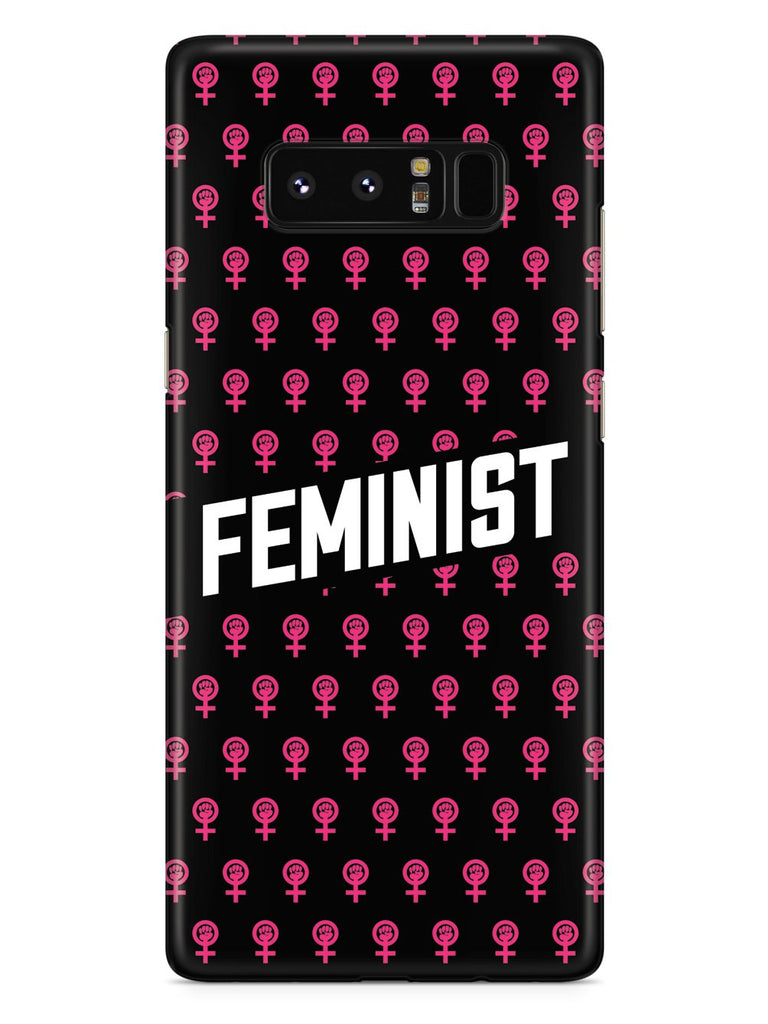 Pink Feminist Pattern - Black Case - pipercleo.com