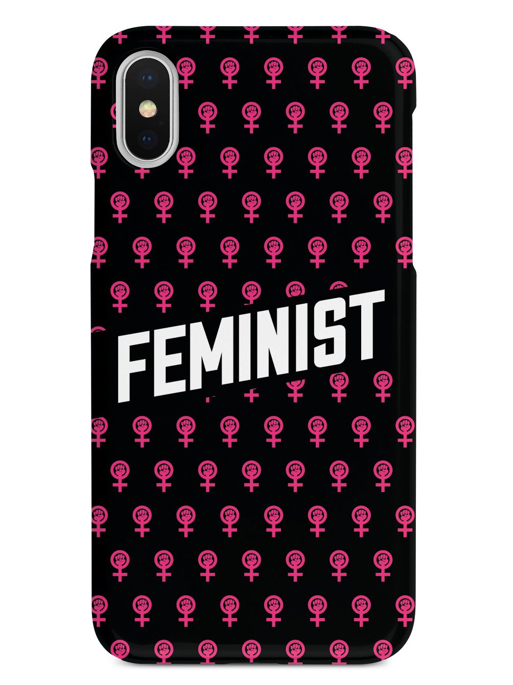 Pink Feminist Pattern - Black Case - pipercleo.com