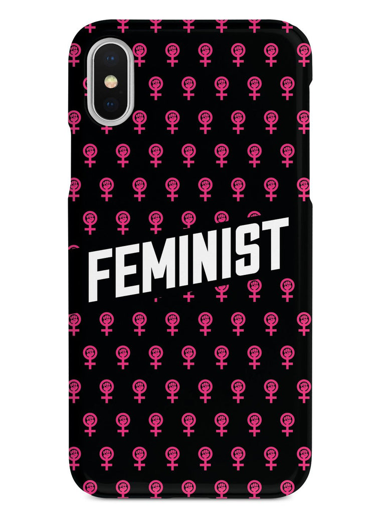 Pink Feminist Pattern - Black Case - pipercleo.com