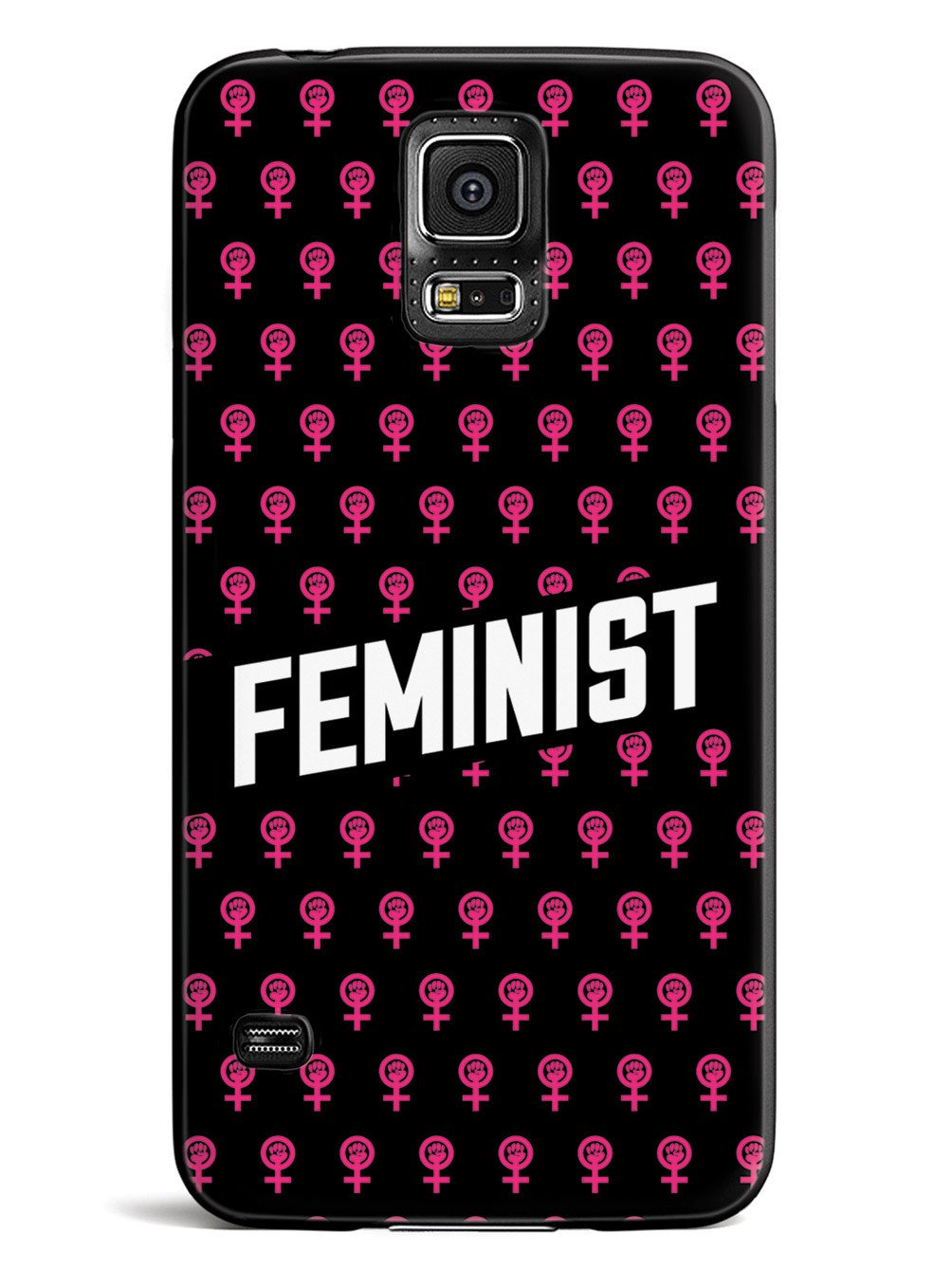 Pink Feminist Pattern - Black Case - pipercleo.com