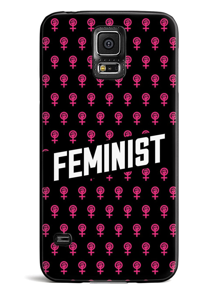 Pink Feminist Pattern - Black Case - pipercleo.com