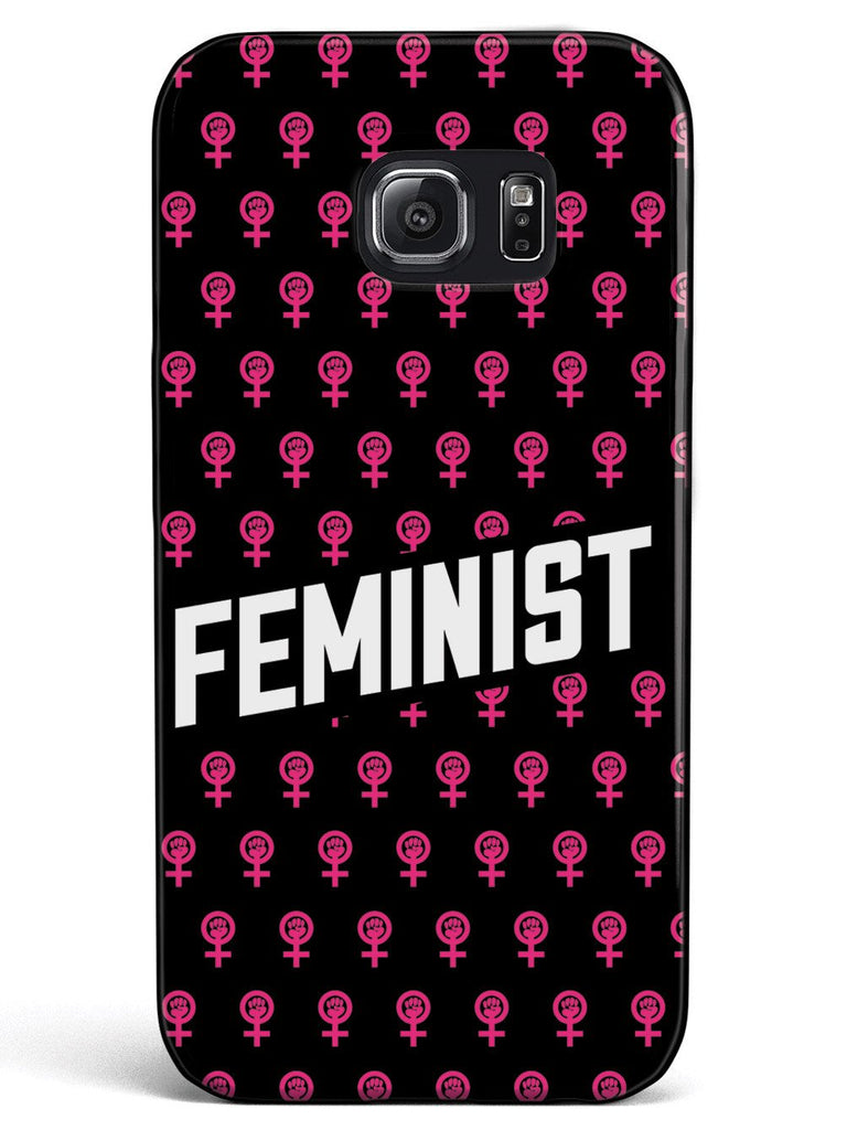 Pink Feminist Pattern - Black Case - pipercleo.com
