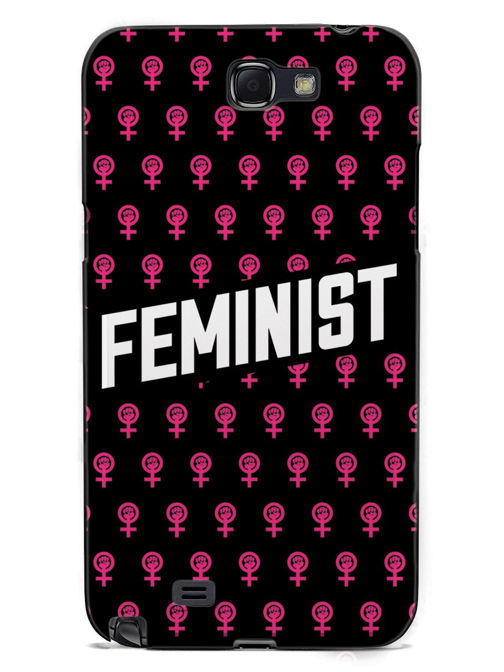 Pink Feminist Pattern - Black Case - pipercleo.com