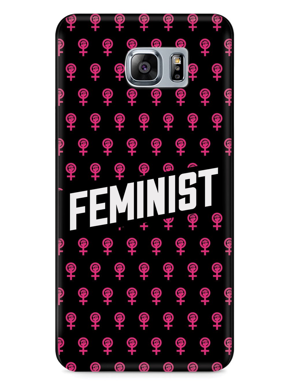 Pink Feminist Pattern - Black Case - pipercleo.com