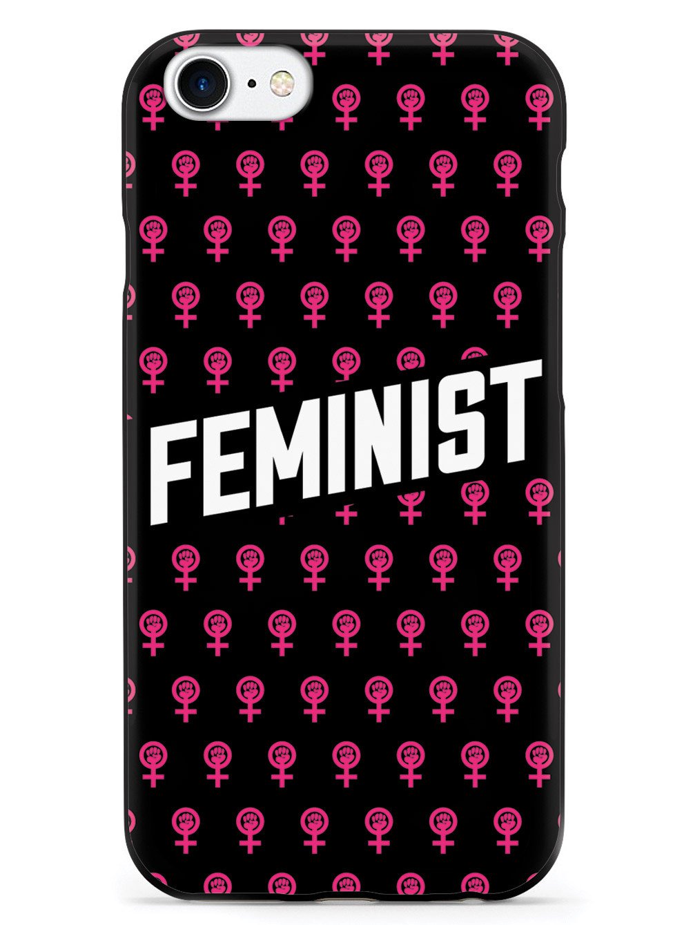 Pink Feminist Pattern - Black Case - pipercleo.com