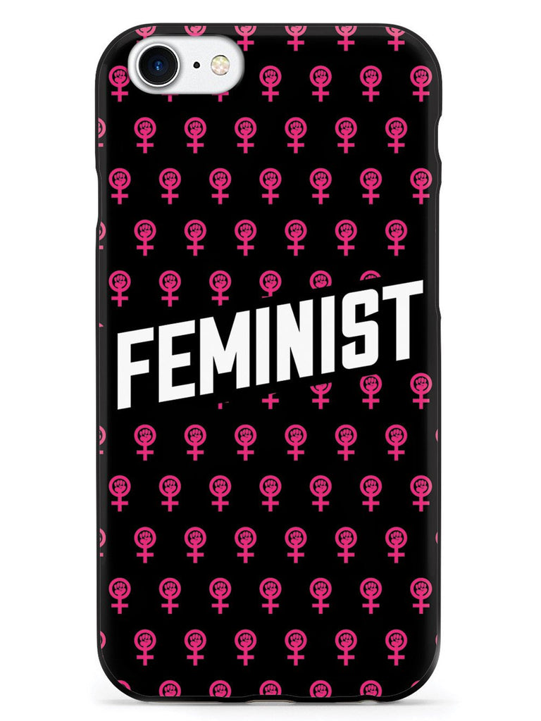 Pink Feminist Pattern - Black Case - pipercleo.com