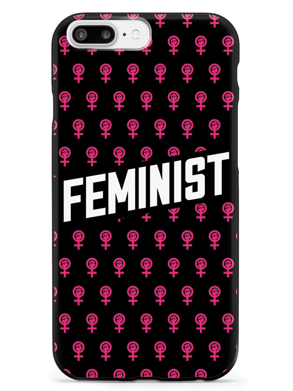 Pink Feminist Pattern - Black Case - pipercleo.com