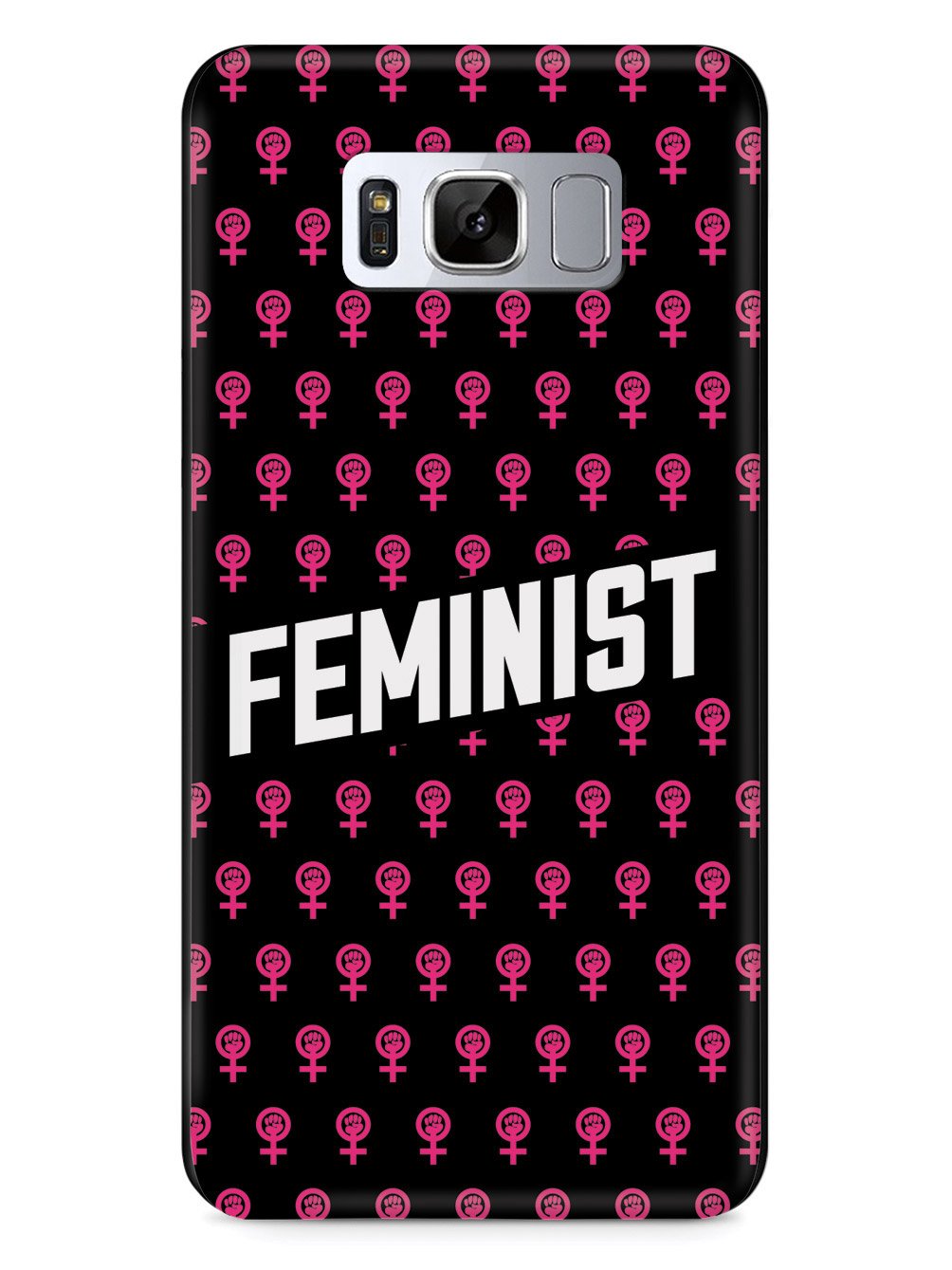 Pink Feminist Pattern - Black Case - pipercleo.com