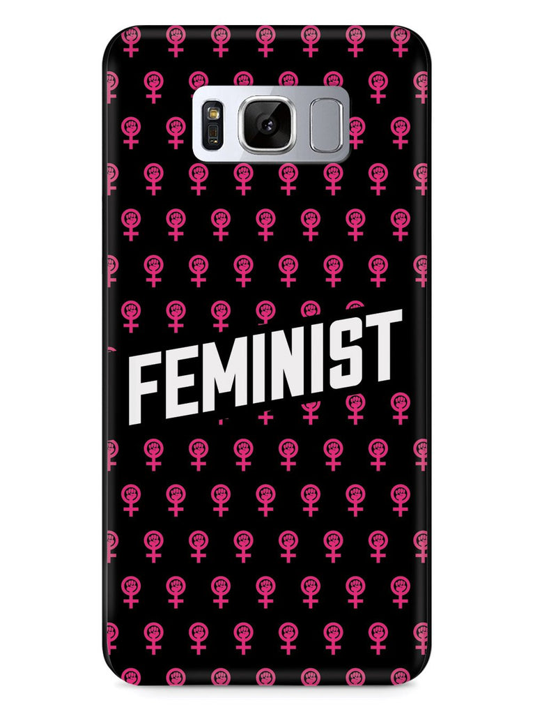 Pink Feminist Pattern - Black Case - pipercleo.com