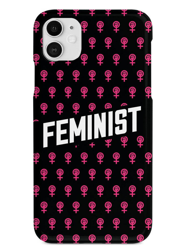 Pink Feminist Pattern - Black Case - pipercleo.com