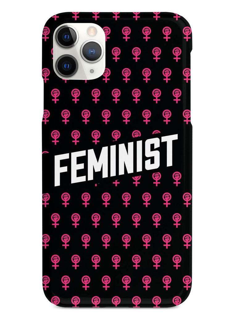 Pink Feminist Pattern - Black Case - pipercleo.com