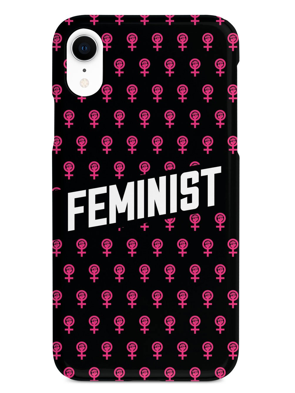 Pink Feminist Pattern - Black Case - pipercleo.com