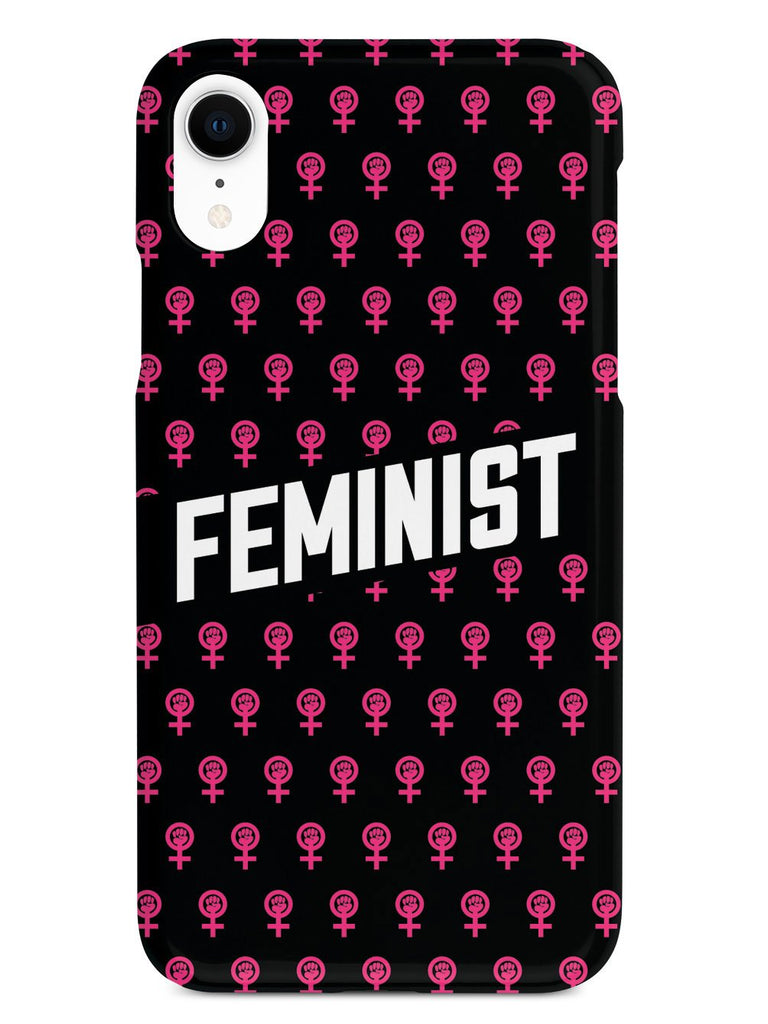 Pink Feminist Pattern - Black Case - pipercleo.com