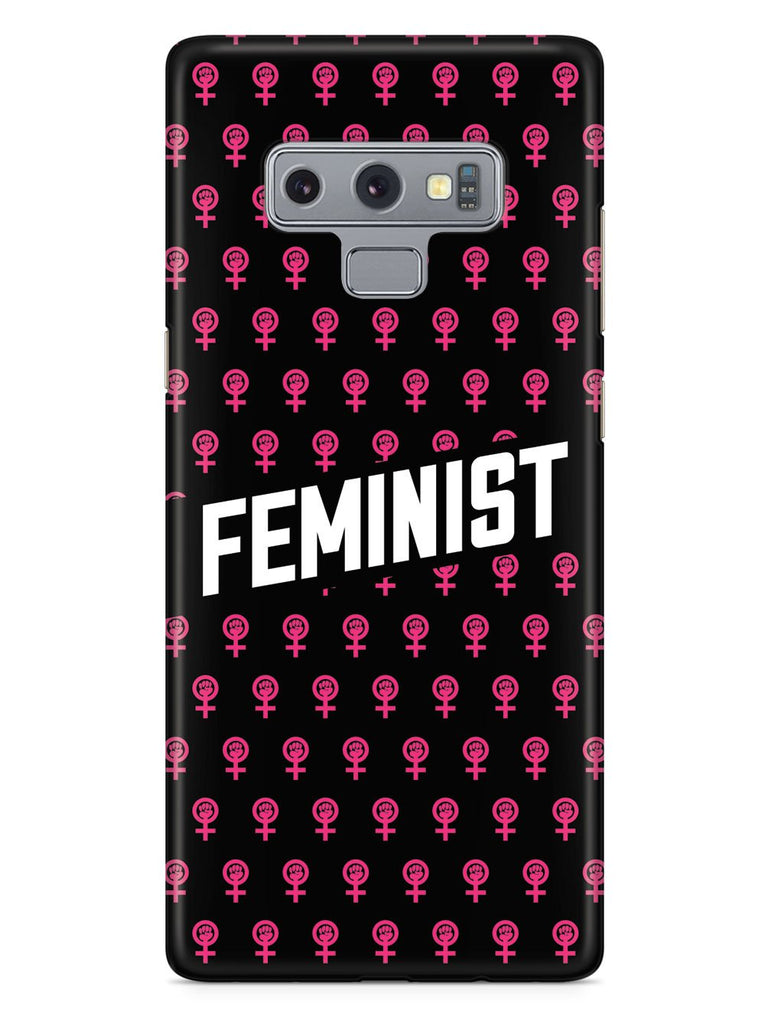 Pink Feminist Pattern - Black Case - pipercleo.com