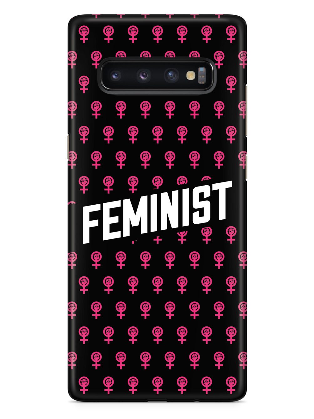 Pink Feminist Pattern - Black Case - pipercleo.com