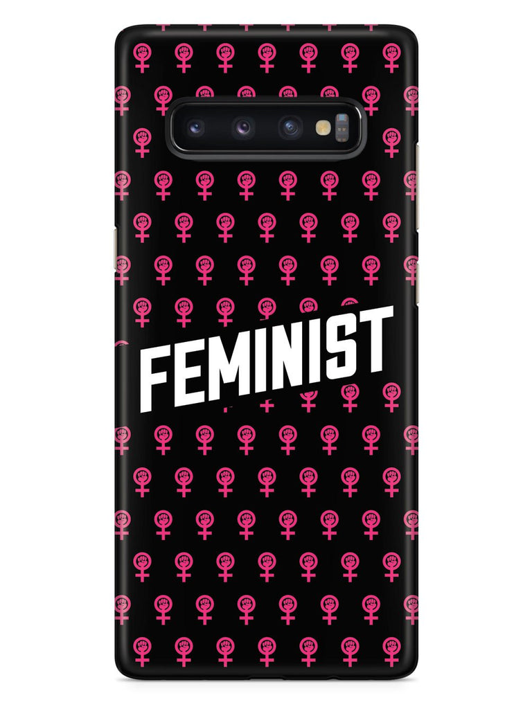 Pink Feminist Pattern - Black Case - pipercleo.com