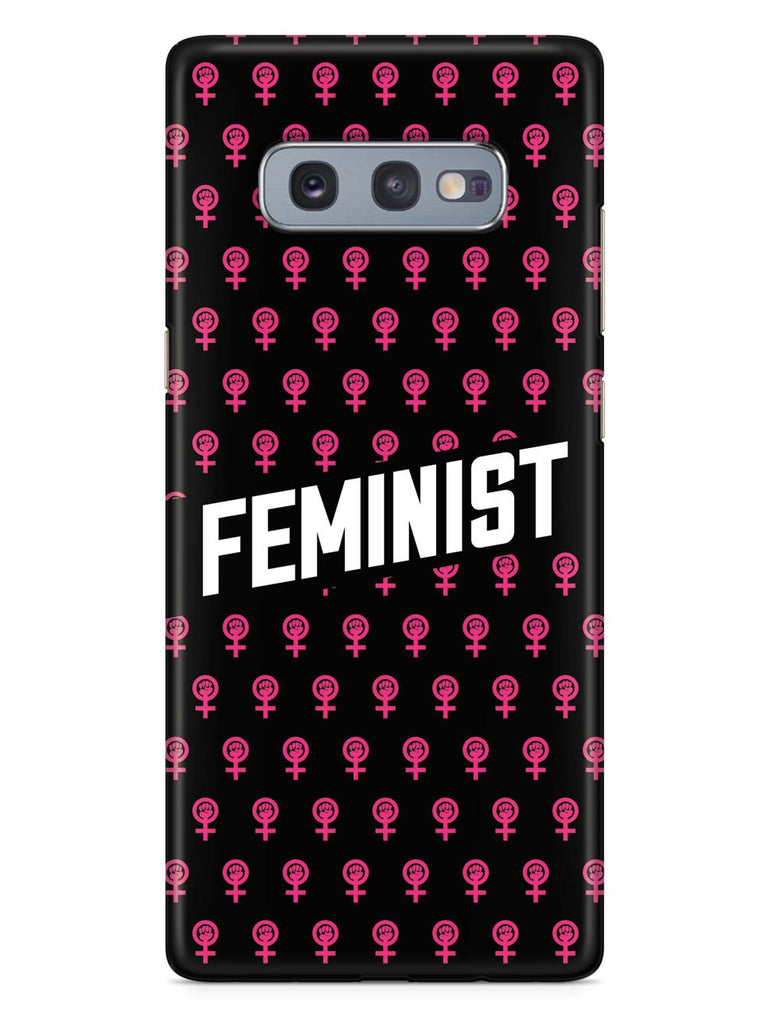 Pink Feminist Pattern - Black Case - pipercleo.com