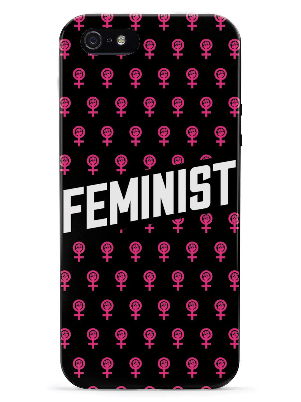 Pink Feminist Pattern - Black Case - pipercleo.com