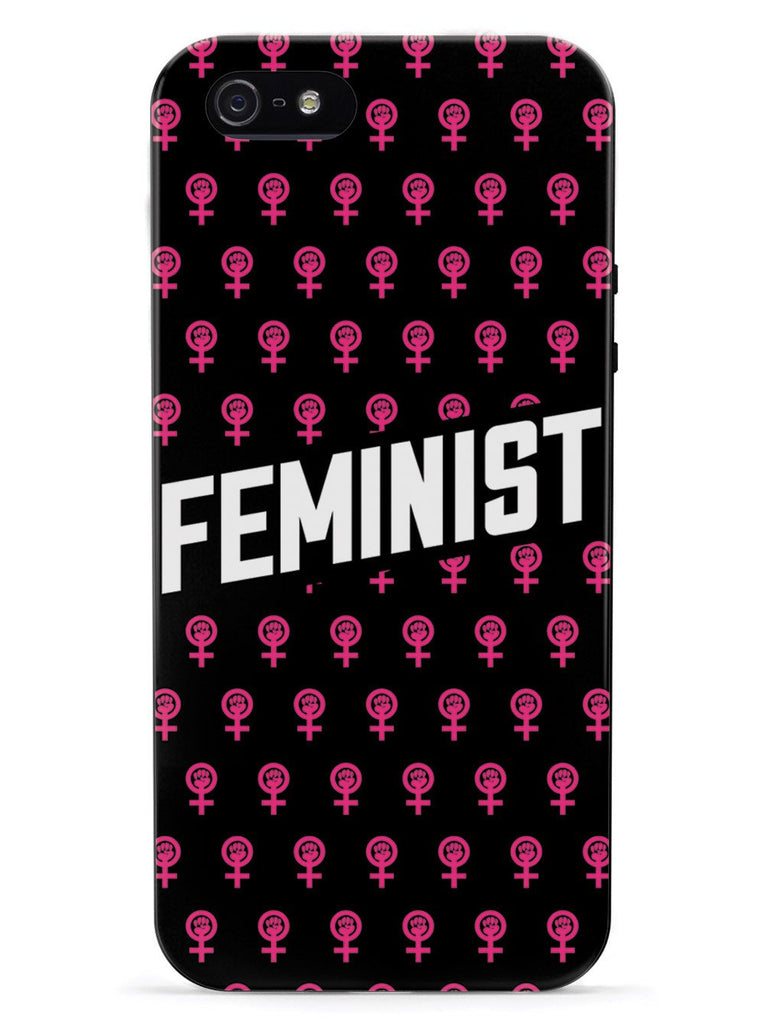 Pink Feminist Pattern - Black Case - pipercleo.com