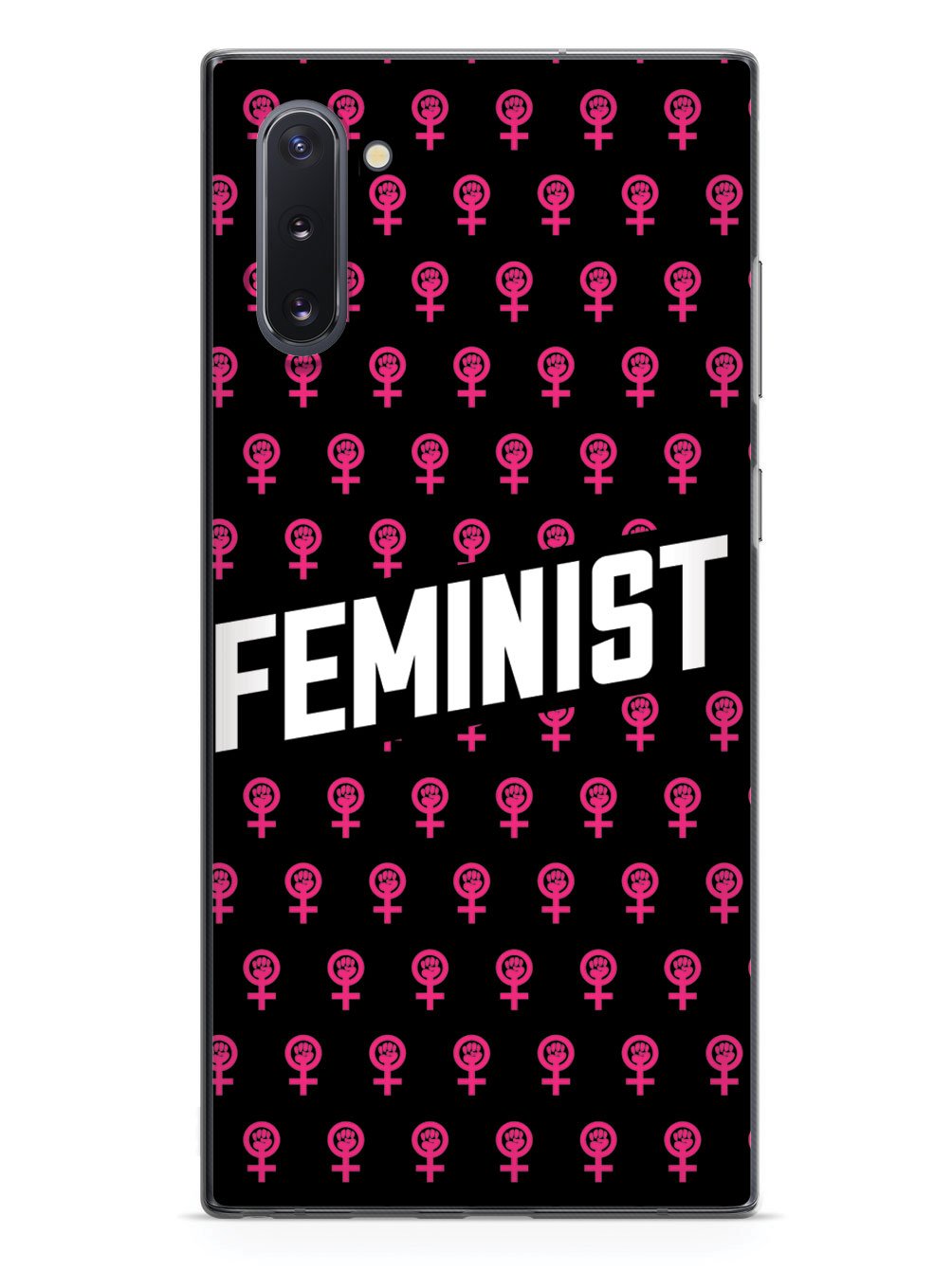 Pink Feminist Pattern - Black Case - pipercleo.com