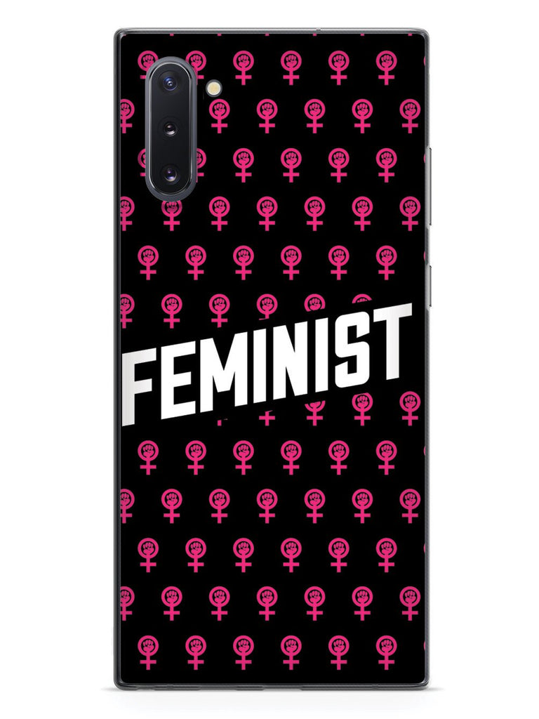 Pink Feminist Pattern - Black Case - pipercleo.com