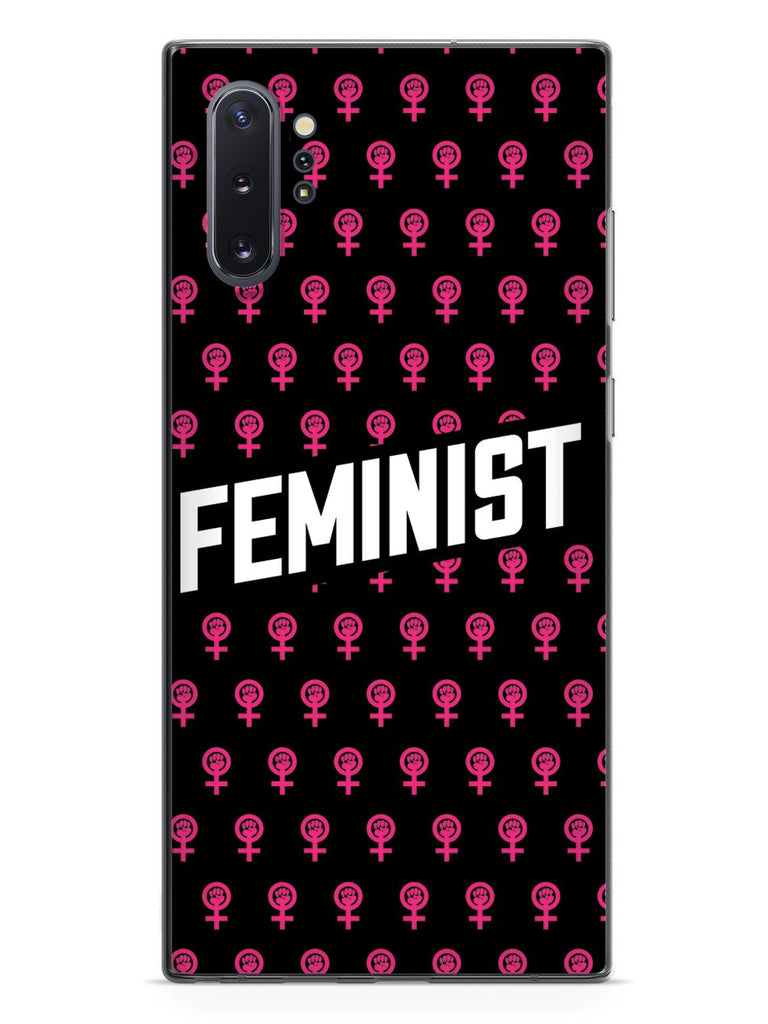 Pink Feminist Pattern - Black Case - pipercleo.com