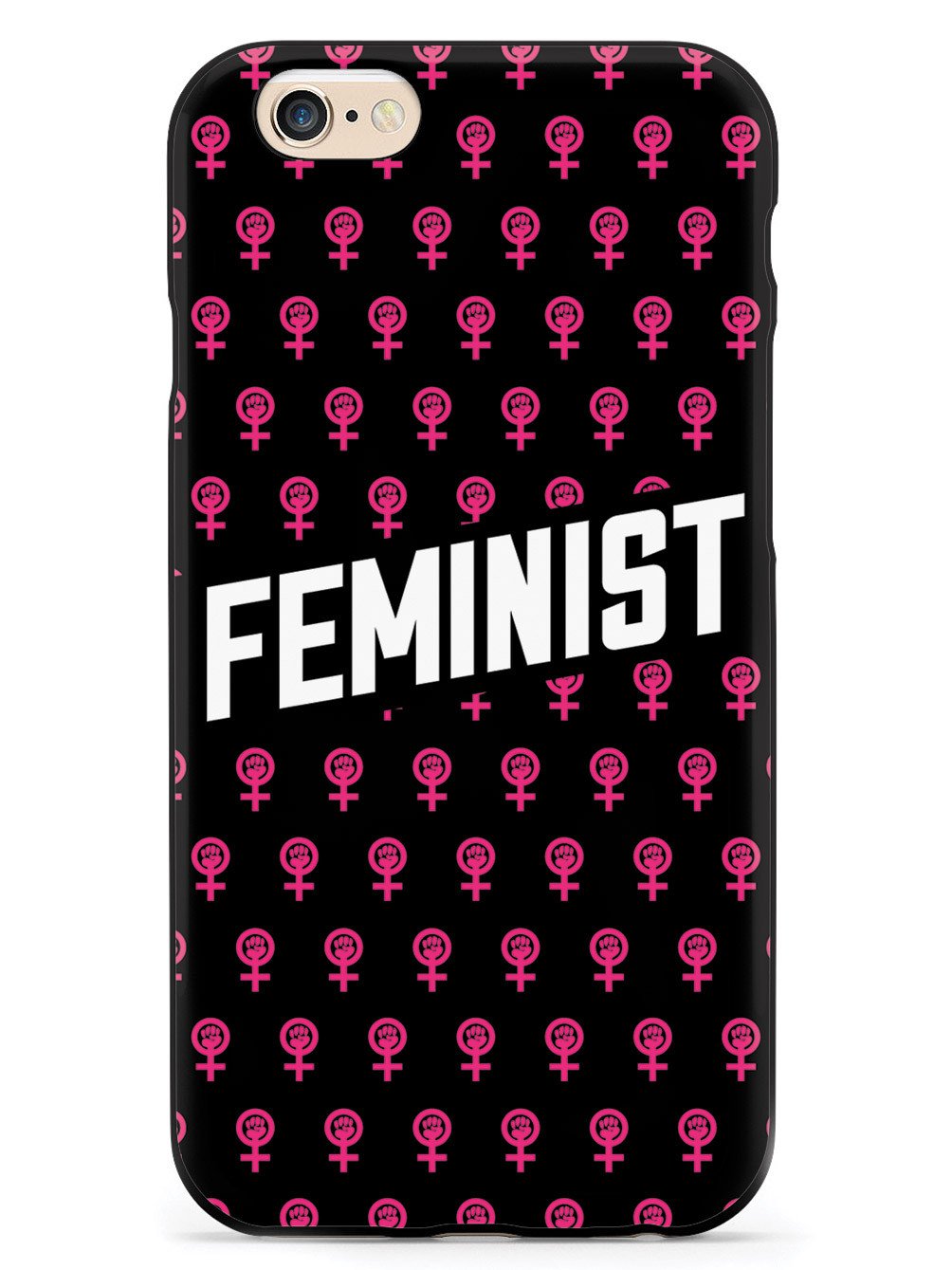 Pink Feminist Pattern - Black Case - pipercleo.com