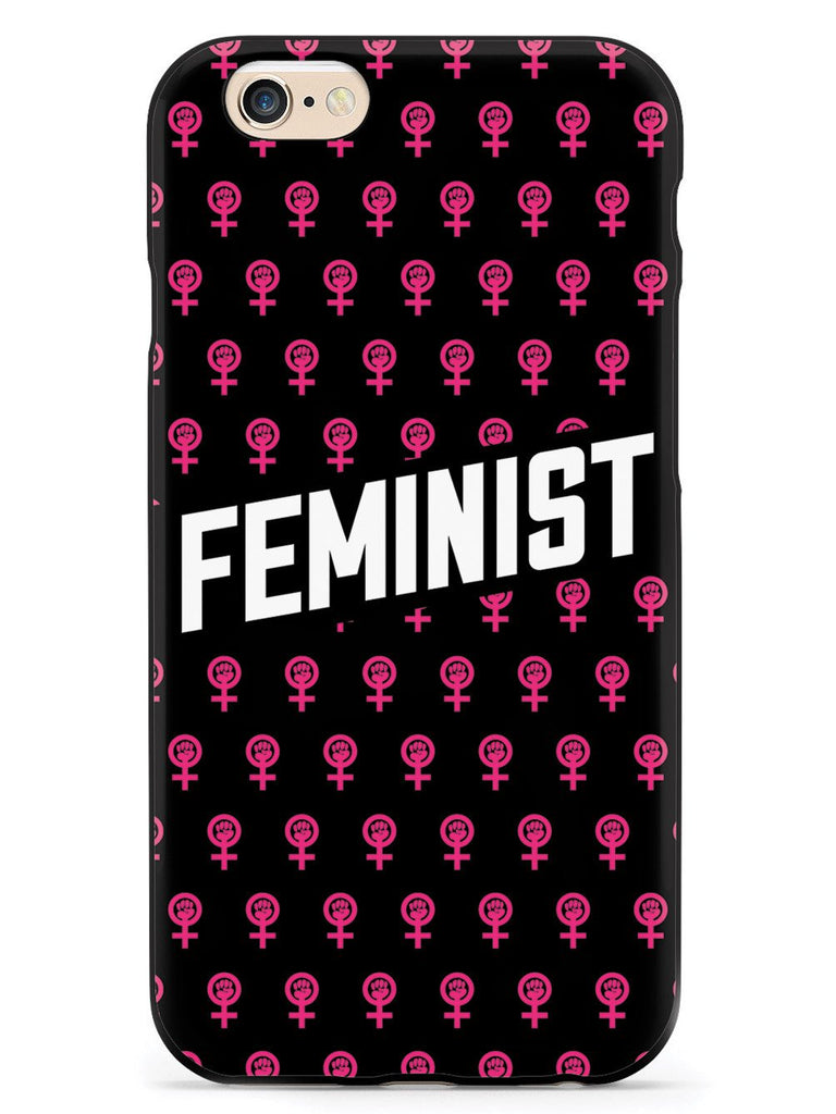 Pink Feminist Pattern - Black Case - pipercleo.com