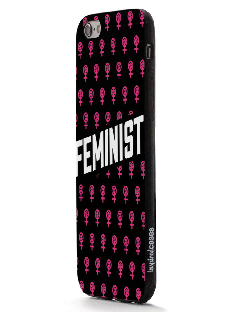 Pink Feminist Pattern - Black Case - pipercleo.com