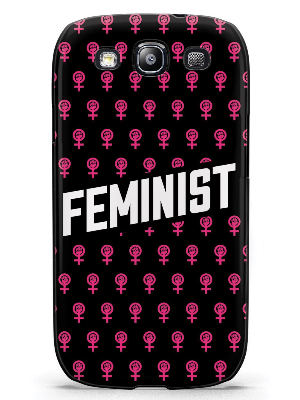 Pink Feminist Pattern - Black Case - pipercleo.com