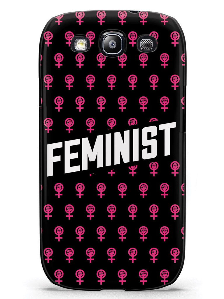Pink Feminist Pattern - Black Case - pipercleo.com