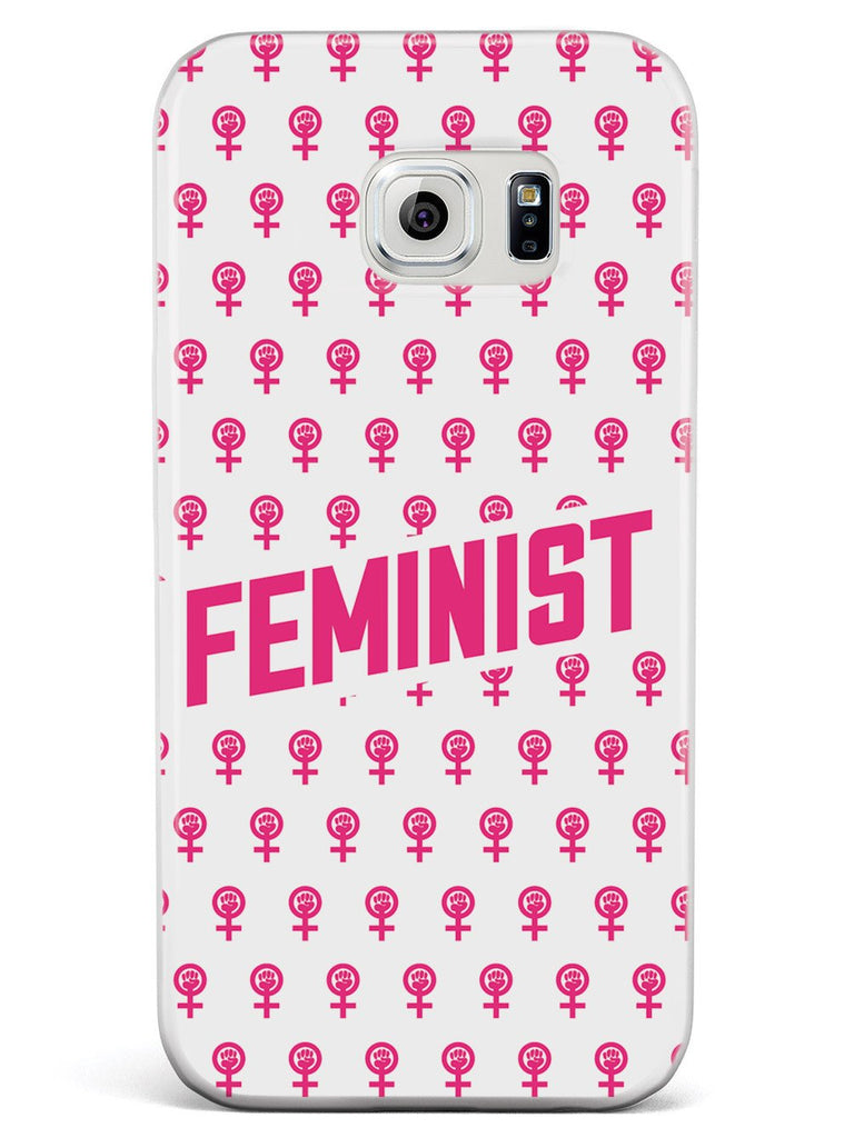 Pink Feminist Pattern - White Case - pipercleo.com