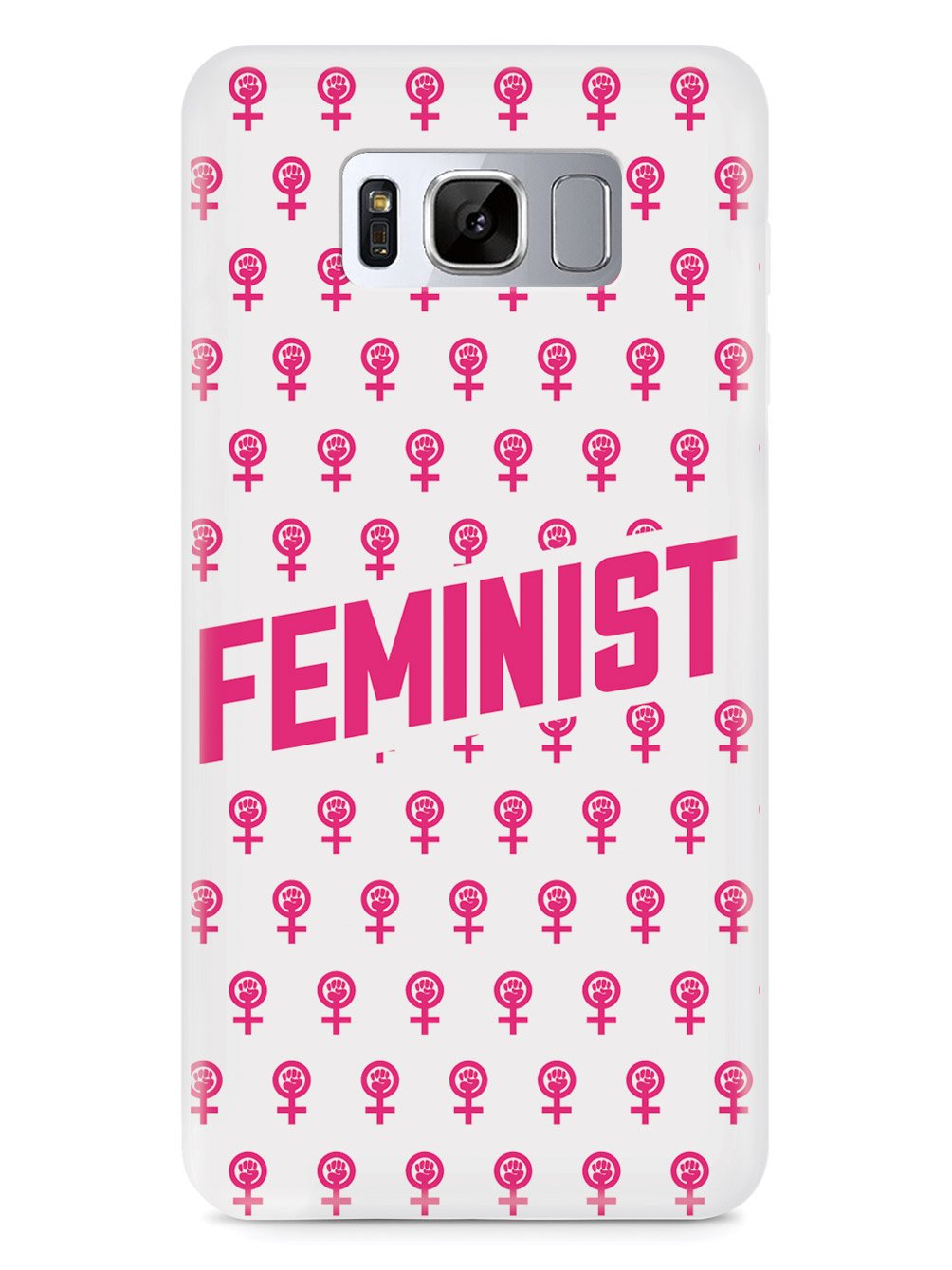 Pink Feminist Pattern - White Case - pipercleo.com