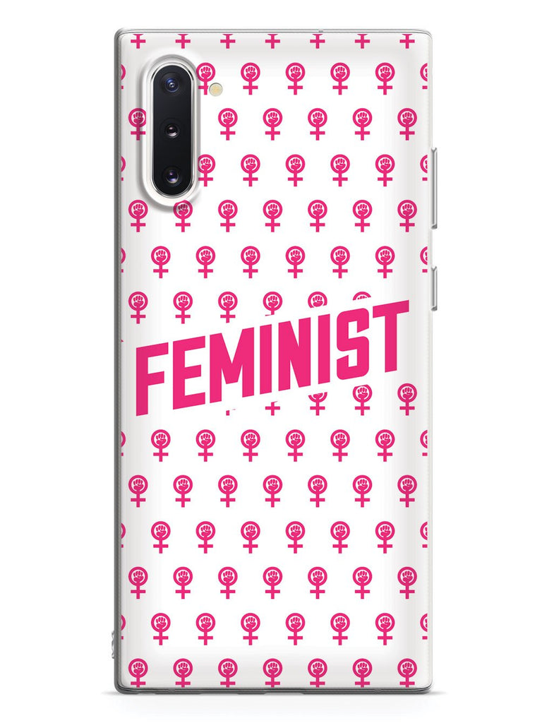 Pink Feminist Pattern - White Case - pipercleo.com