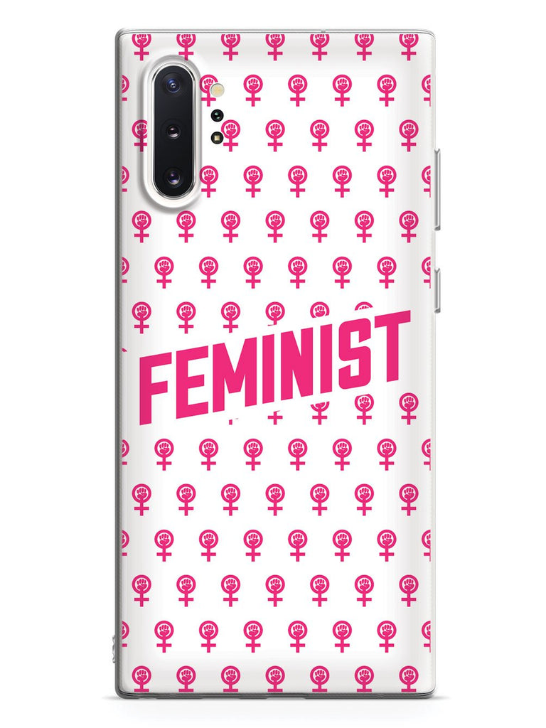 Pink Feminist Pattern - White Case - pipercleo.com