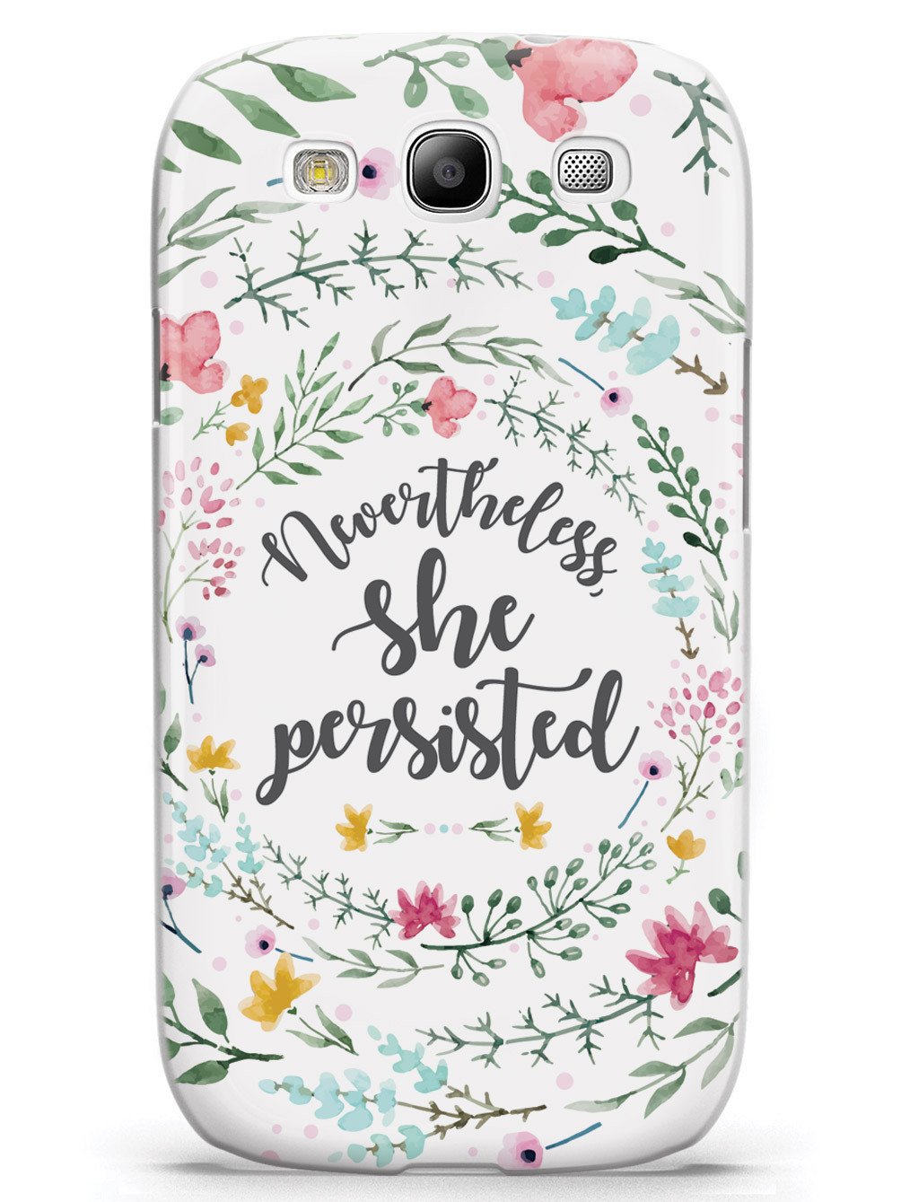 Nevertheless, She Persisted - Watercolor Flower Wreath - White Case - pipercleo.com