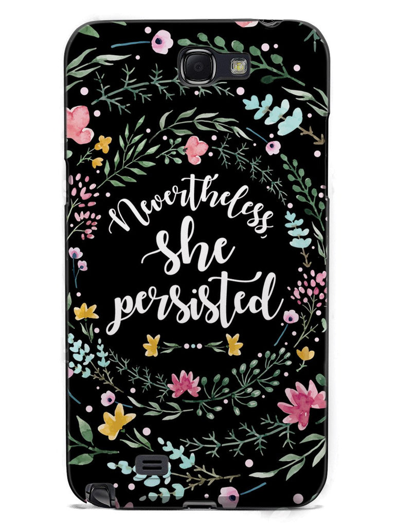 Nevertheless, She Persisted - Watercolor Flower Wreath - Black Case - pipercleo.com