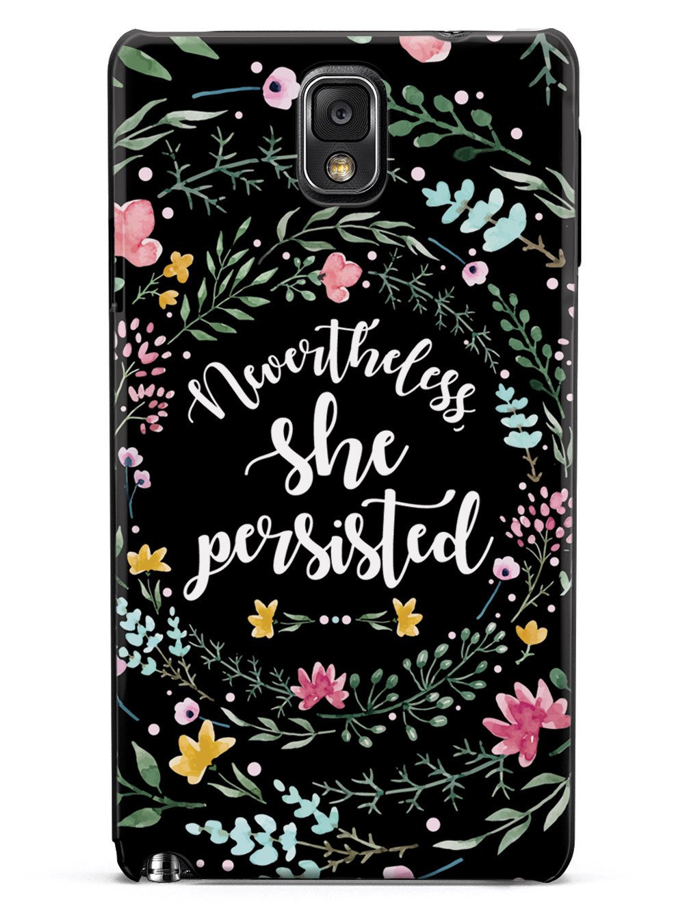 Nevertheless, She Persisted - Watercolor Flower Wreath - Black Case - pipercleo.com