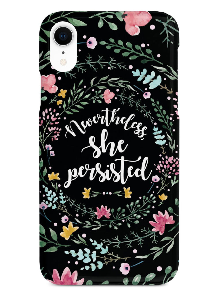 Nevertheless, She Persisted - Watercolor Flower Wreath - Black Case - pipercleo.com