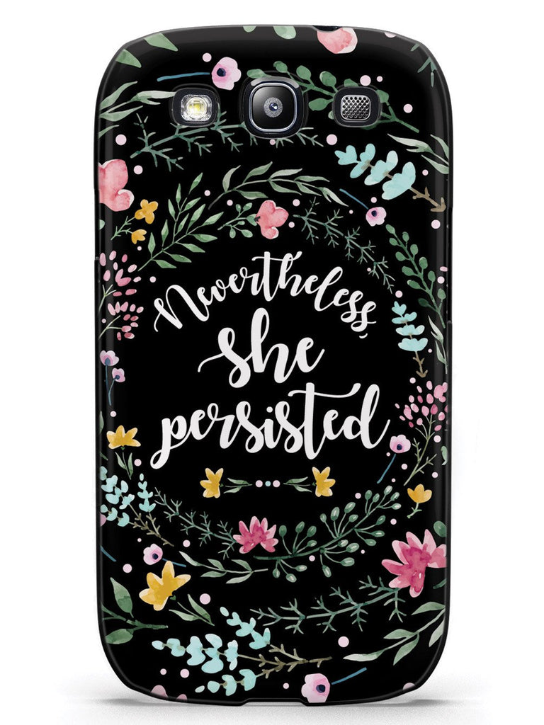 Nevertheless, She Persisted - Watercolor Flower Wreath - Black Case - pipercleo.com