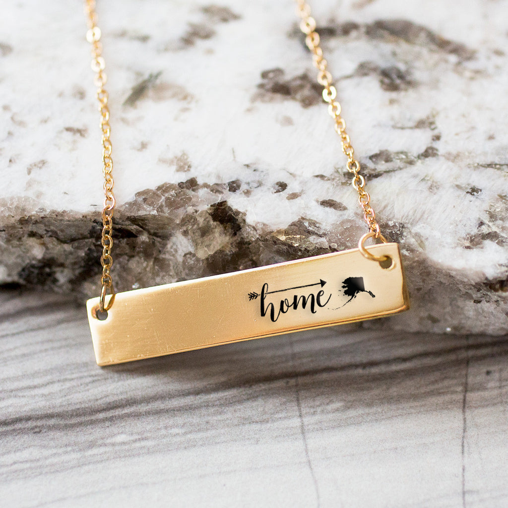 Home is Alaska Gold / Silver Bar Necklace - pipercleo.com